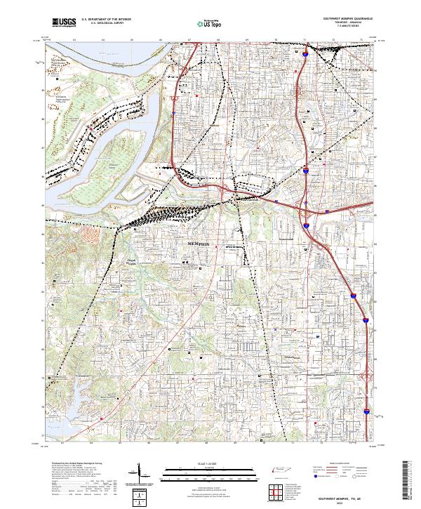 US Topo 7.5-minute map for Southwest Memphis TNAR