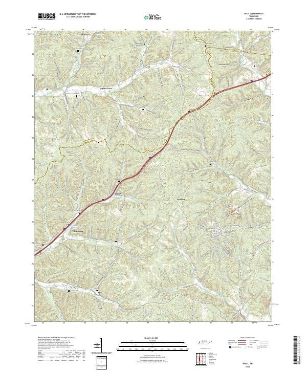 US Topo 7.5-minute map for Spot TN