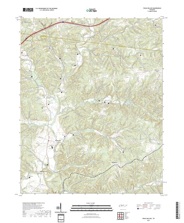 US Topo 7.5-minute map for Texas Hollow TN