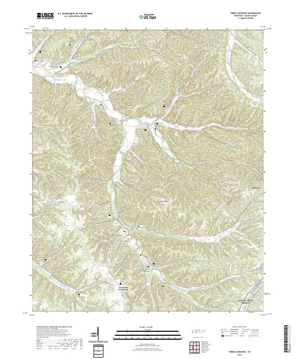 US Topo 7.5-minute map for Three Churches TN