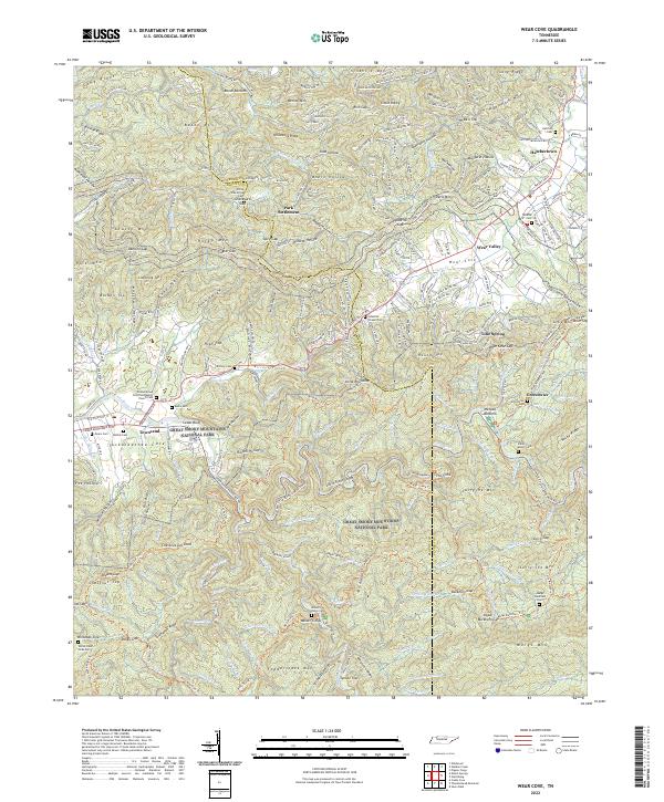 US Topo 7.5-minute map for Wear Cove TN