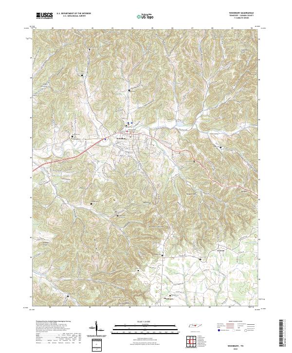 US Topo 7.5-minute map for Woodbury TN