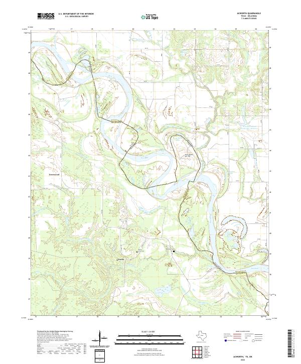 US Topo 7.5-minute map for Acworth TXOK