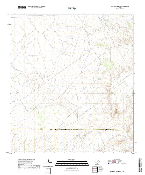 US Topo 7.5-minute map for Agua Azul Creek East TX