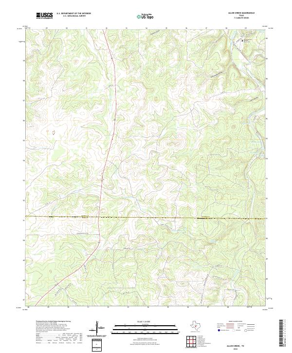 US Topo 7.5-minute map for Allen Creek TX