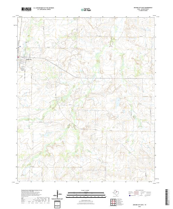 US Topo 7.5-minute map for Archer City East TX