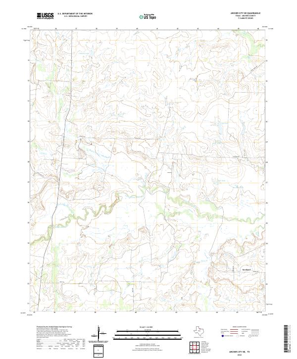 US Topo 7.5-minute map for Archer City NE TX