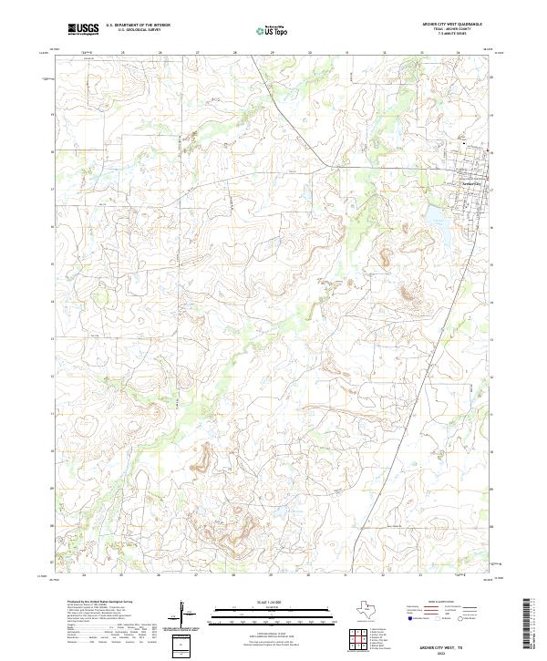 US Topo 7.5-minute map for Archer City West TX