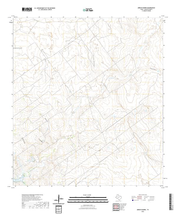 US Topo 7.5-minute map for Arroyo Burro TX