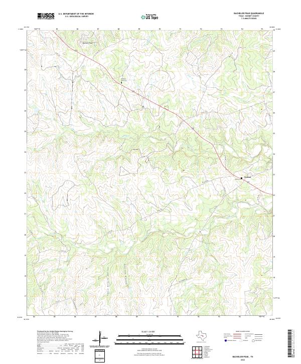 US Topo 7.5-minute map for Bachelor Peak TX