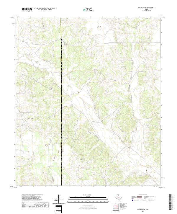 US Topo 7.5-minute map for Bailey Draw TX