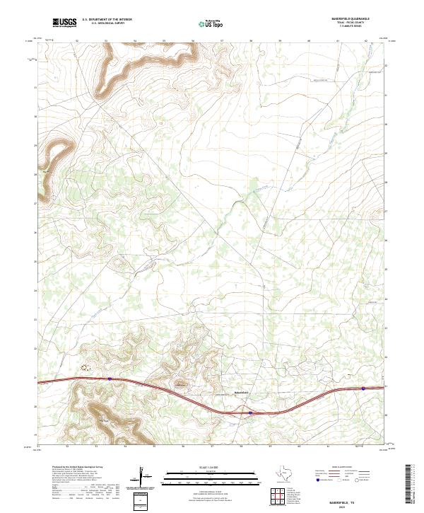 US Topo 7.5-minute map for Bakersfield TX