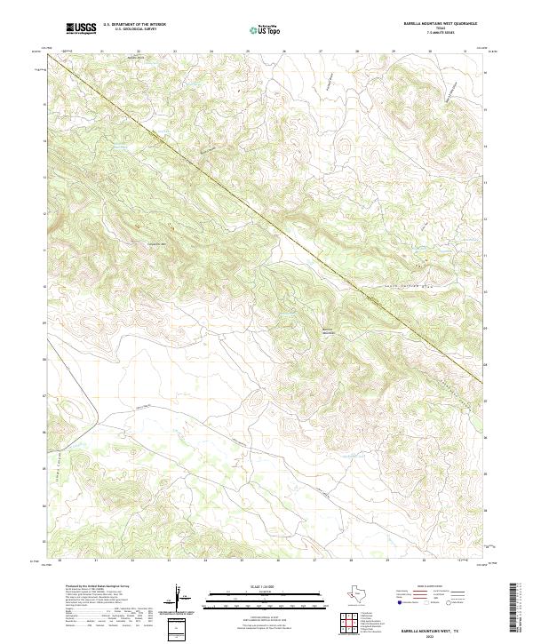 US Topo 7.5-minute map for Barrilla Mountains West TX