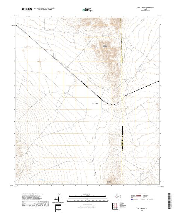 US Topo 7.5-minute map for Bass Canyon TX