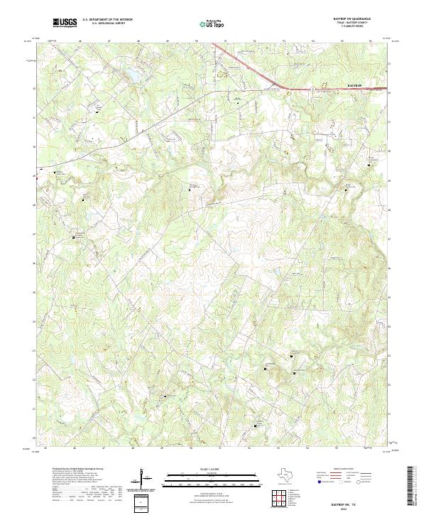 US Topo 7.5-minute map for Bastrop SW TX