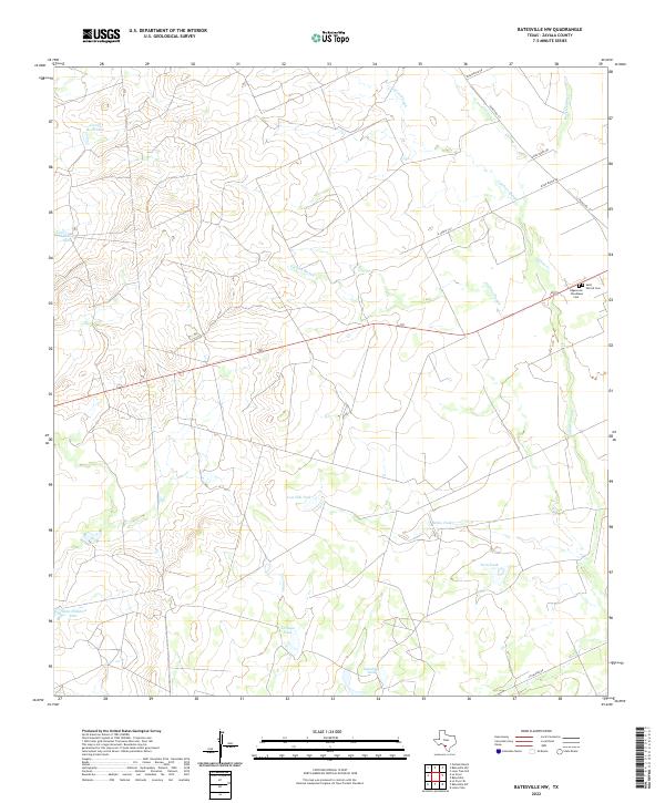 US Topo 7.5-minute map for Batesville NW TX