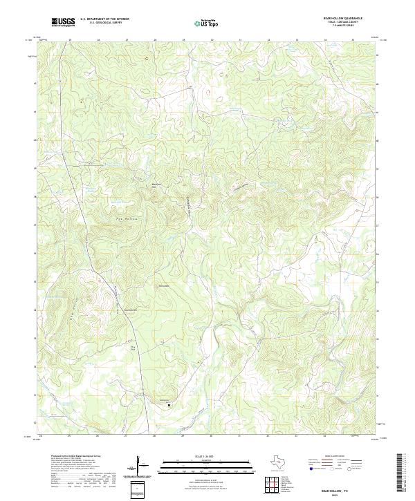 US Topo 7.5-minute map for Bear Hollow TX