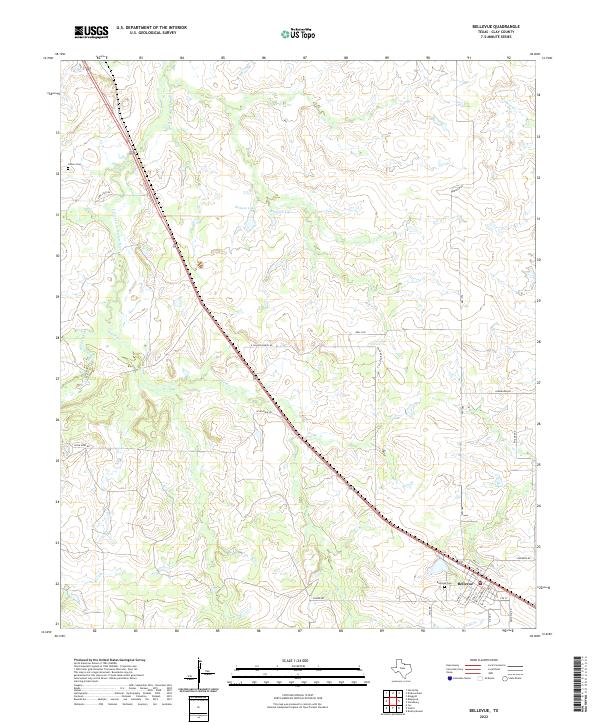 US Topo 7.5-minute map for Bellevue TX