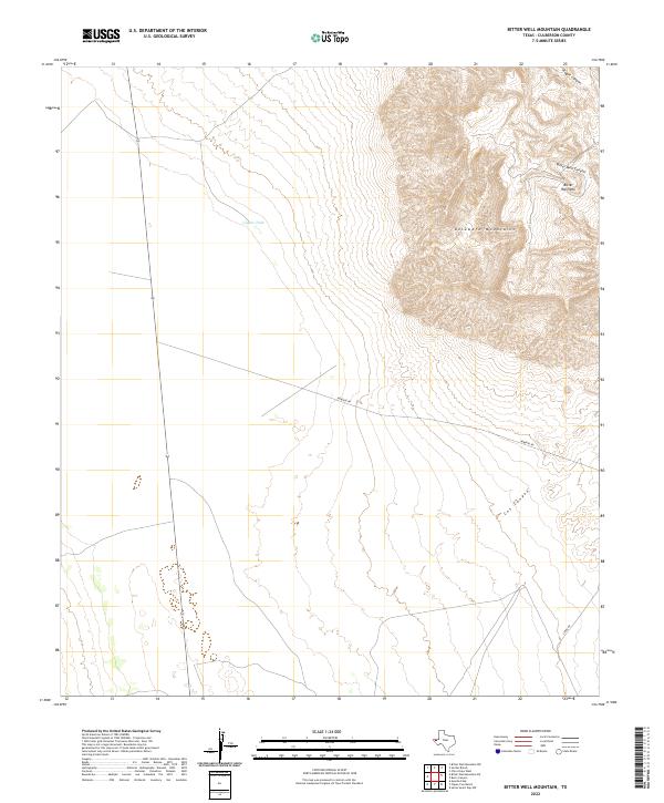 US Topo 7.5-minute map for Bitter Well Mountain TX