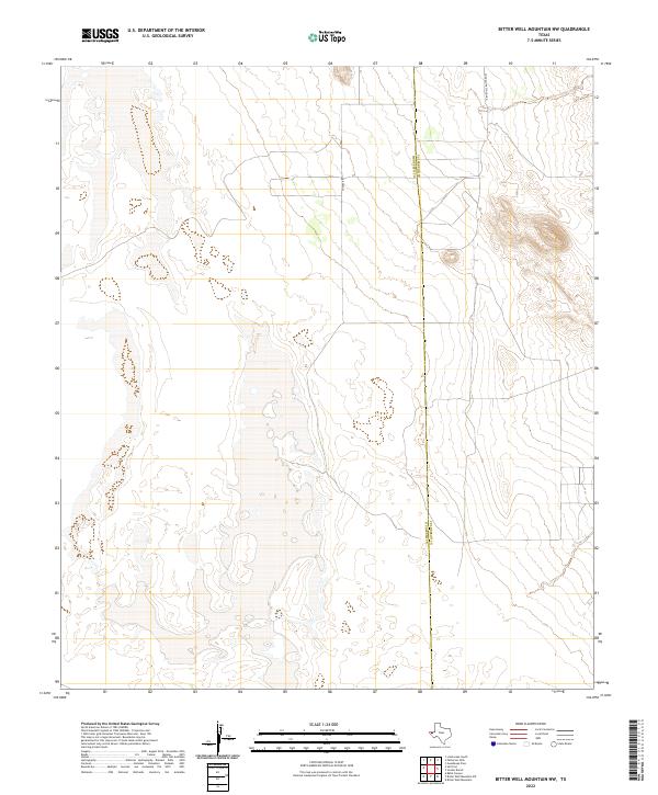 US Topo 7.5-minute map for Bitter Well Mountain NW TX