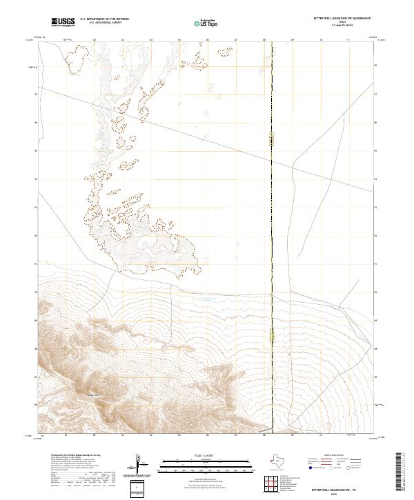 US Topo 7.5-minute map for Bitter Well Mountain SW TX