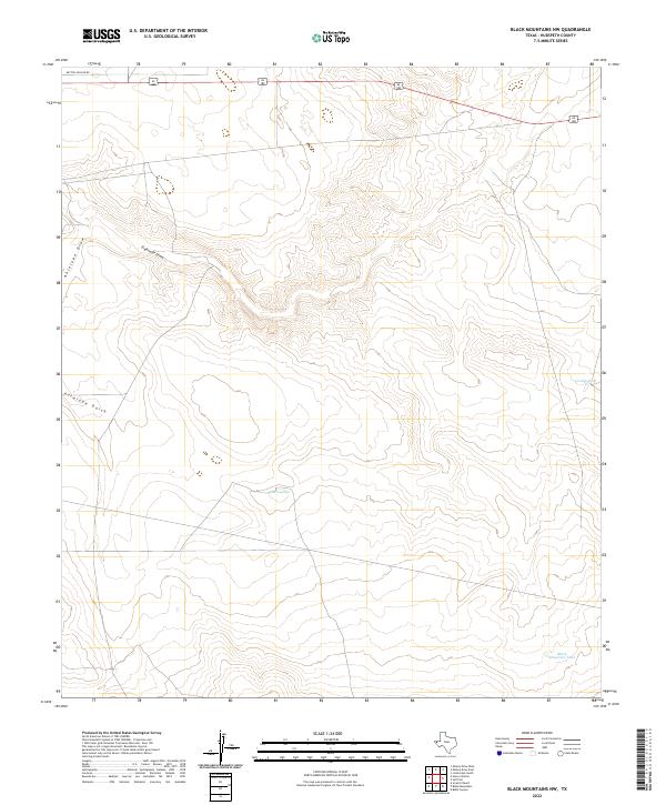 US Topo 7.5-minute map for Black Mountains NW TX