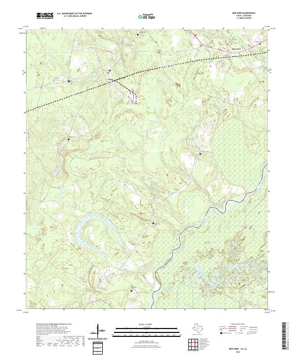 US Topo 7.5-minute map for Bon Wier TXLA