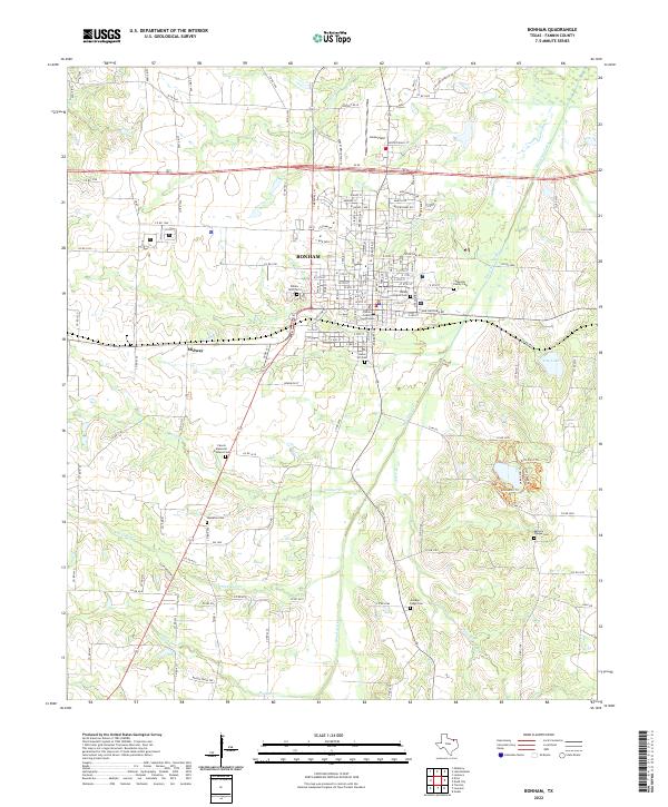 US Topo 7.5-minute map for Bonham TX