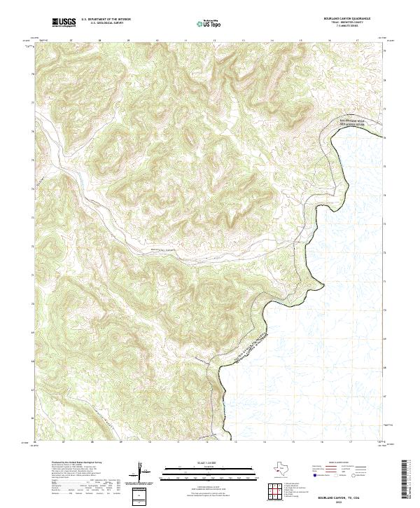 US Topo 7.5-minute map for Bourland Canyon TXCOA