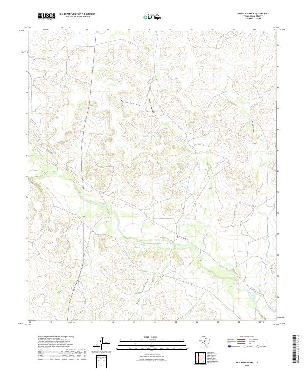 US Topo 7.5-minute map for Bradford Draw TX