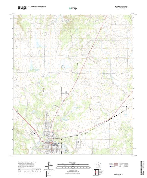 US Topo 7.5-minute map for Brady North TX