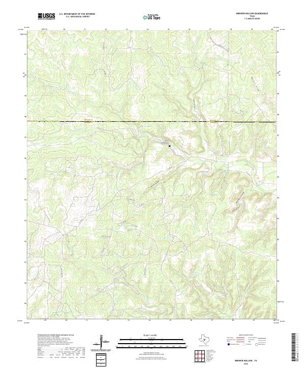 US Topo 7.5-minute map for Brewer Hollow TX