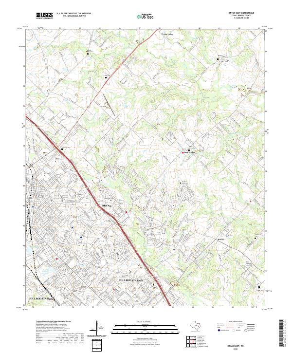 US Topo 7.5-minute map for Bryan East TX