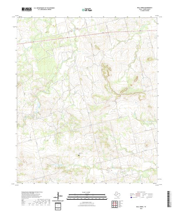 US Topo 7.5-minute map for Bull Creek TX