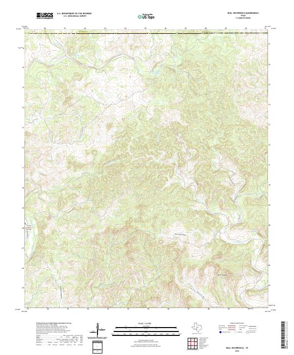 US Topo 7.5-minute map for Bull Waterhole TX