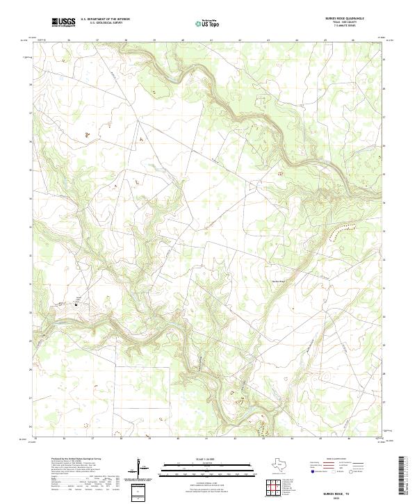 US Topo 7.5-minute map for Burkes Ridge TX