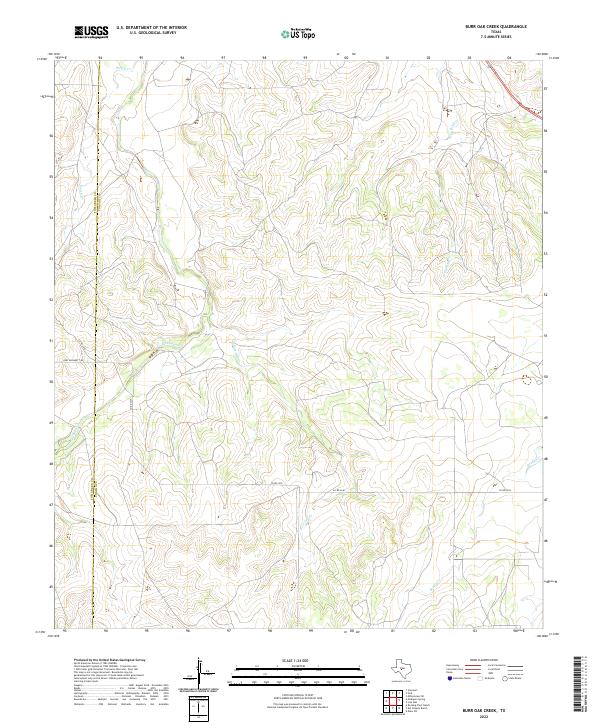 US Topo 7.5-minute map for Burr Oak Creek TX