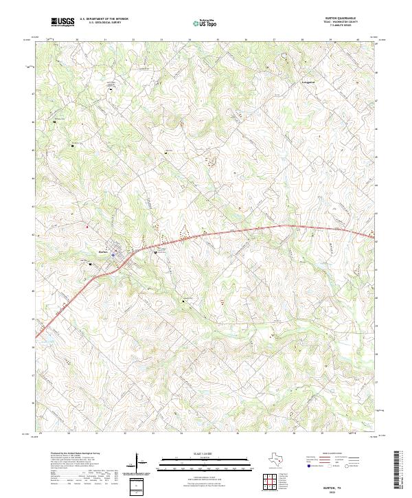 US Topo 7.5-minute map for Burton TX