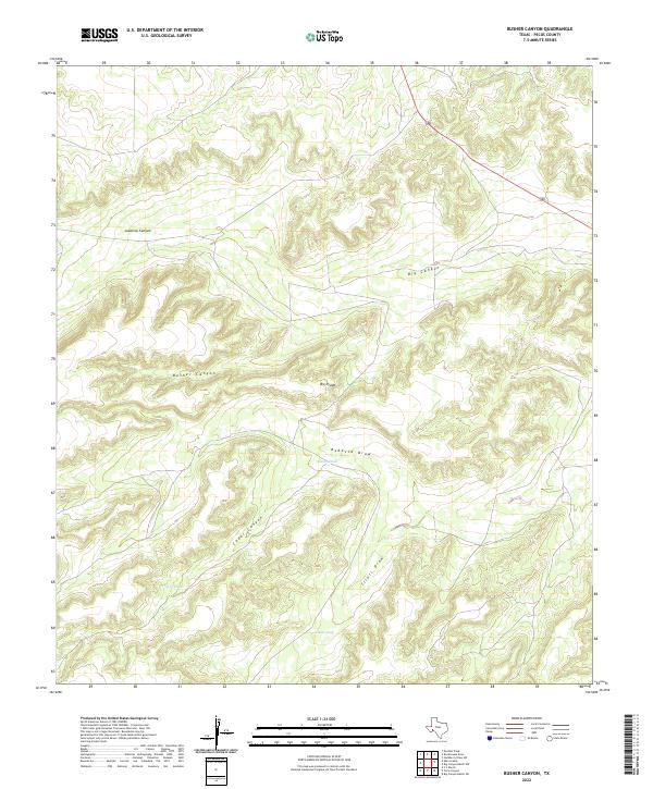 US Topo 7.5-minute map for Busher Canyon TX