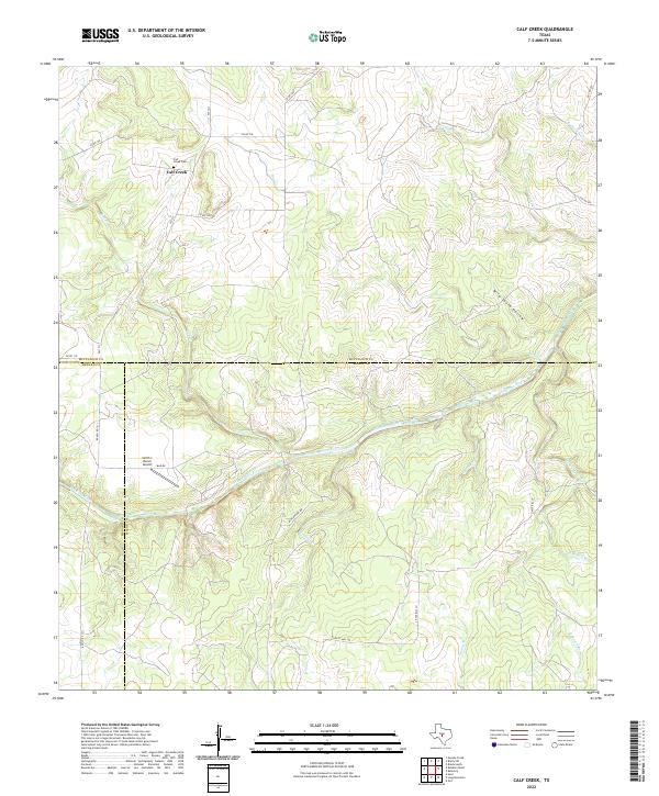 US Topo 7.5-minute map for Calf Creek TX