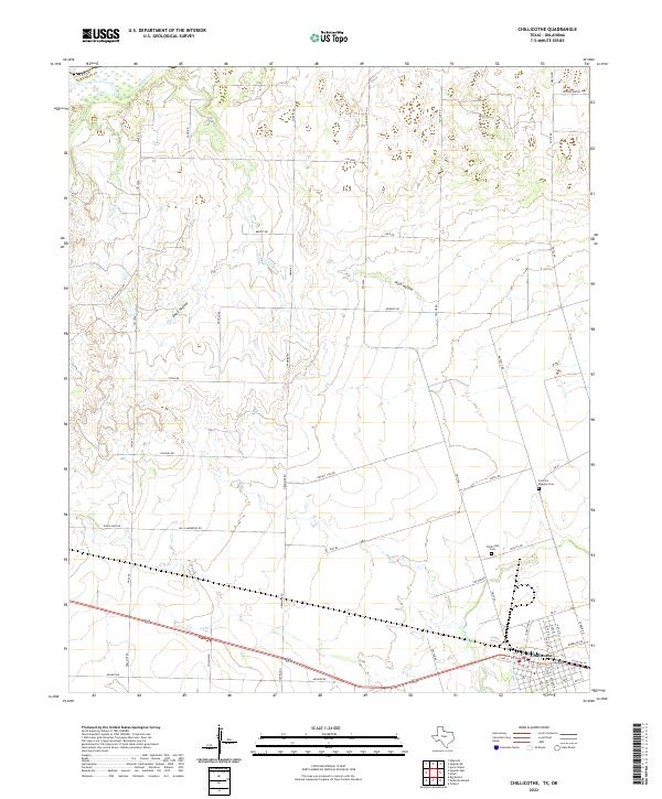 US Topo 7.5-minute map for Chillicothe TXOK