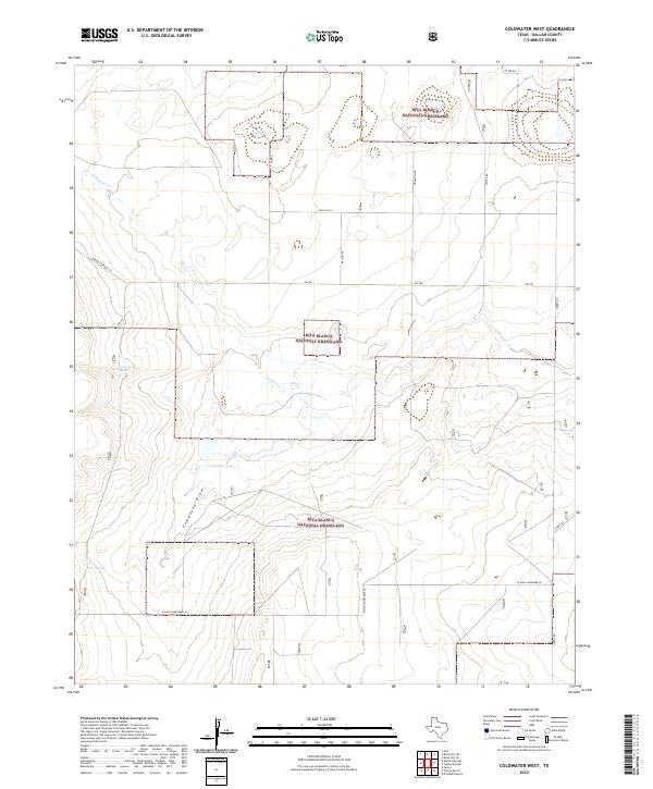 US Topo 7.5-minute map for Coldwater West TX