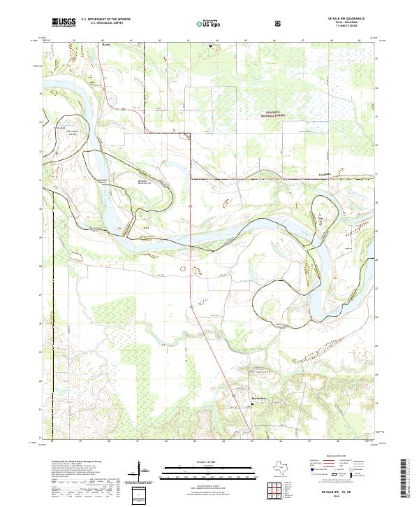 US Topo 7.5-minute map for De Kalb NW TXOK