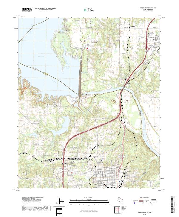 US Topo 7.5-minute map for Denison Dam TXOK