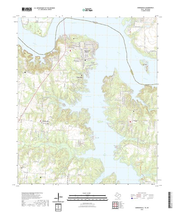 US Topo 7.5-minute map for Gordonville TXOK