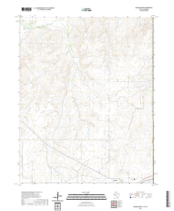 US Topo 7.5-minute map for Higgins North TXOK