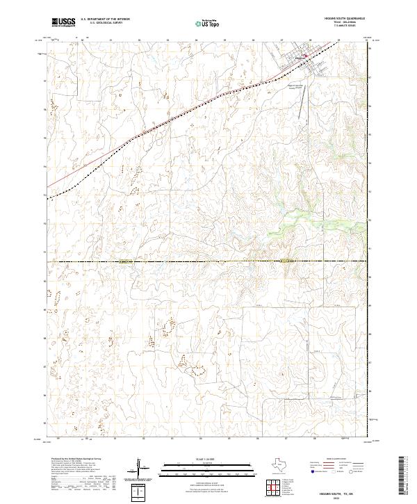 US Topo 7.5-minute map for Higgins South TXOK