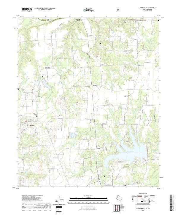 US Topo 7.5-minute map for Lake Bonham TXOK