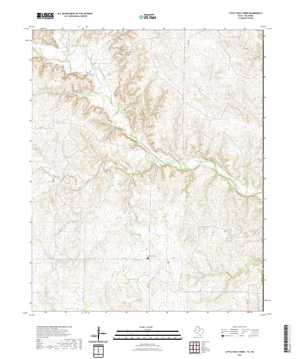 US Topo 7.5-minute map for Little Wolf Creek TXOK