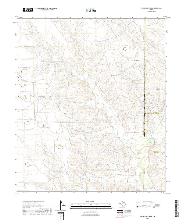 US Topo 7.5-minute map for Three Bluff Draw TX